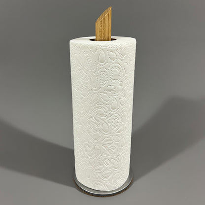 Küchenrollenhalter aus Holz - Metallfuß in Silbergrau