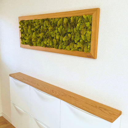 Moosbild im Eichenrahmen – Handgefertigtes Wandbild aus konserviertem Islandmoos