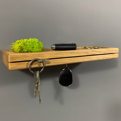Schlüsselbrett aus Massivholz Eiche - magnetisch & mit Ablage