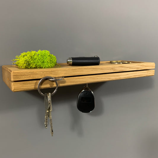 Schlüsselbrett aus Massivholz Eiche - magnetisch & mit Ablage