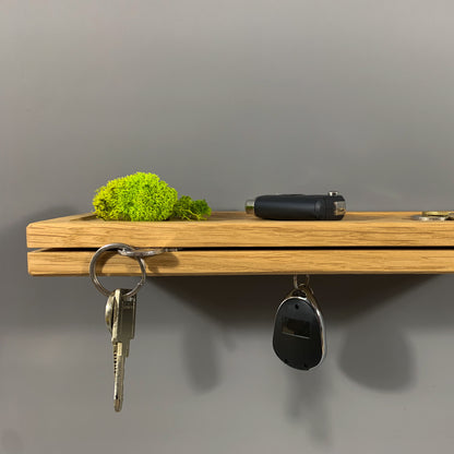 Schlüsselbrett aus Massivholz Eiche - magnetisch & mit Ablage